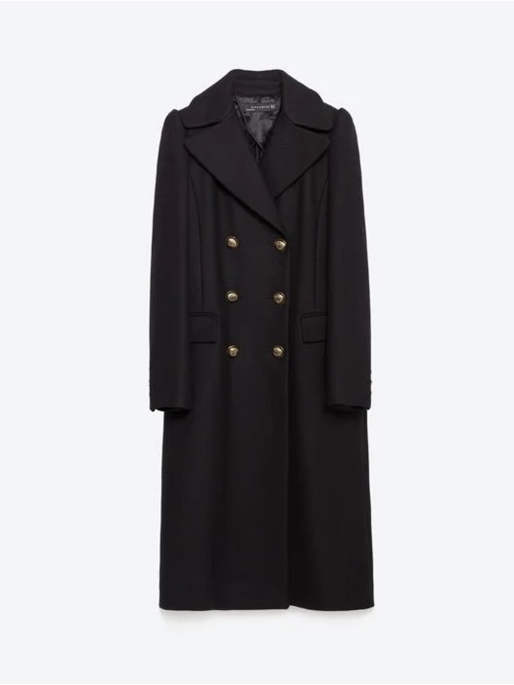 🔳Zara Black Double-Breasted Long Pea Coat🔳